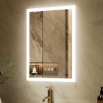 GANPE Espejo de baño LED Sensor de movimiento Bluetooth iluminado regulable montado en la pared Espejo de maquillaje antivaho IP44 impermeable vertical y horizontal (70_x_50_cm)