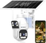 GENBOLT 2.5K AOV WiFi Cámara Solar Vigilancia Exterior Inalámbrica, Grabación 24/7 Cámara IP 3MP+3MP Seguridad Exterior con Detección AI Batería 15600mAh 8W, Cámaras CCTV Seguridad WiFi 2.4 y 5GHz