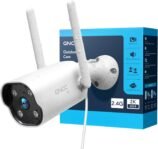 GNCC Cámara de vigilancia WiFi fija para exteriores 2K, solo WiFi de 2,4 GHz, IP65, detección de movimiento, sirena, audio bidireccional, cable de 3 m, requiere suscripción a la nube, enchufe
