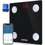 GRIFEMA, GA2001 Báscula de Baño Digital Grasa Corporal, Bluetooth Inteligente con App MovingLife, 13 Funciones de Monitoreo Corporal, Máximo 150 kg, Negro