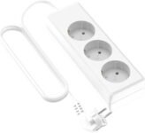 Garza – Regleta de 3 tomas Sin interruptor y con tierra, Multienchufe de 1,4 m, Hasta 3680W, Protección infantil, Cable 3G H05W-F, Blanco