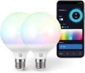 Garza Smart – Pack de 2 Bombillas LED Inteligentes Wifi Globo G95, 11 W (Equivalente a 75 W Incandescencia), E27, RGB + CCT, Regulable, Programable, Control por Voz y App, Alexa/Google, WiFi 2,4 GHz