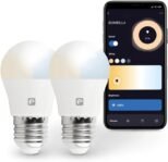 Garza Smart – Pack de 2 Bombillas LED Smart Wifi Esféricas, 5,5 W (Equivalente a 40 W Incandescencia), E27, CCT, Regulable, Programable, Control por Voz y App, Alexa/Google, WiFi 2,4 GHz