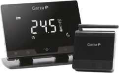 Garza Smart – Termostato Inteligente Wifi Inalámbrico para Caldera y Calefacción, Programable, Pantalla Táctil, Wifi 2.4GHz, Control Remoto por App y Voz Alexa/Google, Negro