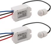 Greluma 2 interruptores de sensor infrarrojo, mini detector de movimiento infrarrojo para instalación en interiores, detector de movimiento incorporado de 220 V, rango de detección de 8 m a 360°