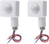 Greluma Sensor de movimiento infrarrojo del cuerpo PIR de 2 piezas CA 85-265 V (220 V), rango de detección de 12 m a 160 °, orificio de montaje de 10 mm
