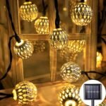 Guirnalda de Luces Solares Marroquíes 7M 50 LED con 8 Modos, IP65 Impermeable, Decoración Exterior para Jardín, Terraza, Fiesta y Boda (Blanco Cálido)