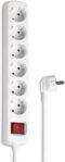 HAMA | Regleta de 6 Tomas con Interruptor (Cable de 1,4 Metros, con Interruptor, Ahorra Energía para Ahorrar Energía, Ranuras Giradas 45º, para Oficina o Hogar), Blanco