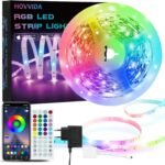 HOVVIDA Tira LED 5M, 30 LED/Metro, Luces LED RGB 24V, 150 LEDs, APP y Control Remoto, Modo Música, LED para Dormitorio, Salón, Cocina, Dormitorio, Bar, Fiesta