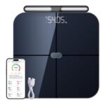 Healthkeep – Báscula conectada a WIFI y Bluetooth con 8 electrodos de alta precisión, 46 datos corporales para aplicaciones que incluyen Andriod e iOS, capacidad 180 kg/400 lb, 30 x 30 cm
