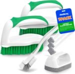 Holikme – Juego de 5 cepillos de limpieza profunda, cepillo para fregar lechadas y esquinas, esponjas con punta raspadora para fregar, baño, suelo, bañera, ducha, superficies de azulejos, cocina, verde