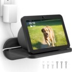 HomeMount Soporte de pared para Google Nest Hub MAX/Echo Show 8 y varios dispositivos, soporte de altavoz que ahorra espacio con gestión de cables, instalación segura con tornillos