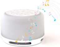 Homedics Soundsleep Aura – Máquina portátil de ruido blanco, ayuda para dormir para bebés y niños pequeños, 14 sonidos naturales y 7 sonidos de meditación – Luz nocturna blanca con 7 colores