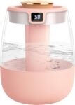 Humidificador, Humidificador Silencioso de 1,8 L para Bebés, Doble Cámara con Pantalla Inteligente de Humedad, Tres Modos, con Luz Nocturna y Lámpara Esterilizadora UV, Alimentado por USB, Rosa