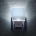 Integral LED Luces Nocturnas Juego de 2 Iluminación Nocturna con Sensor enchufable y Detector de Luz para Pasillos, 0,6 W, Blanco, Paquete de 2