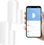 Juego de 2 sensores de puerta WiFi: sensor de ventana de puerta WiFi con sensor magnético inalámbrico, sensor de contacto de ventana inteligente, envío de alerta al teléfono residencial
