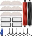 Kit Accesorios Repuestos para Aspiradora Roborock Q5 Pro+/Q5 Pro/Q8 Max+/Q8 Max, 2 Cepillos Principales, 4 Filtros HEPA, 6 Paños de Limpieza, 6 Cepillos Laterales, Repuestos para Roborock