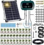 Kit de Riego por Goteo Automático de Energía Solar, Sistema de Riego Automático Solar, Sistema de Riego Automático de Jardín con Temporizador y Tubo Lungo 35M para Jardín, Plantas de Balcón