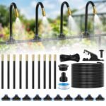 Kit de Riego por Goteo y Aspersor Automático 360°, Boquilla de Latón Ajustable, Manguera de 10 m, 10 Posiciones, Fácil Instalación para Jardín Balcón
