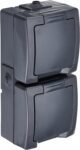 Kopp 136915009 Nautic Protección Contacto 2 Tomas (Superficie con Tapa, para Ambientes Húmedos, 250 V (10 A), IP44, Montaje Vertical), Gris, Antracita