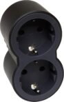 LEGRAND Adaptadores 2P+T, 2 Tomas/Enchufes Frontales, Plug Thief, Negro/Gris Oscuro 694517