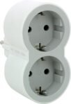 LEGRAND Adaptadores Doble 2P+T, 2 Tomas de Corriente Frontales, Enchufe Ladrón, Blanco/Gris Claro 694516