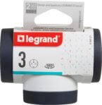 LEGRAND Adaptadores con 3 Salidas Laterales 2P+T, Giratorios, Plug Thief, Acabado Blanco/Gris Oscuro 694521