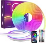 LUXONIC 10M Cinta LED de Neón Bluetooth RGB Cinta LED para Habitaciones Impermeable IP65 Silicona con Sincronización de Música Manualidades DIY 10M para Decoración de Sala de Estar