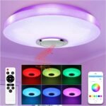 Lámpara de Techo LED 36W con Altavoz Bluetooth, Plafón LED RGB Ø30cm Regulable con Mando a Distancia y APP, Plafón LED Musical para Dormitorios, Habitaciones Infantiles, Salones