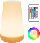 Lámparas de Mesita de Noche, Luz Nocturna Táctil Regulable para Niños, con Control Remoto, 13 Modos de Luz, 5 Niveles de Brillo, Temporizador, Recargable, para Dormitorio, Habitación