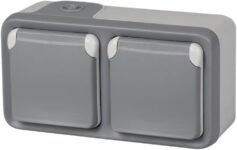 Legrand, Plexo 191505 Toma de pared doble, toma exterior impermeable de superficie IP55 gris