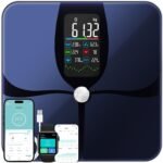 Lepulse Báscula Grasa Corporal y Muscular, Báscula de Baño Inteligente con Pantalla Grande, Báscula Inteligente de Bioimpedancia con 22 Medidas, Báscula de Peso Corporal Masa Muscular IMC con App