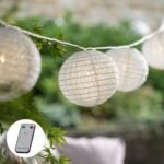 Lights4fun Guirnalda de luces conectables con 10 faroles LED blancos para interior y exterior