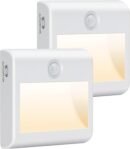 Luz Nocturna Infantil a Batería, 2 Piezas con Sensor de Movimiento, Encendido/Apagado Automático, Imán Incorporado, Luz de Armario para Escaleras, Pasillo, Cocina, Garaje, Sótano, Blanco Natural 4000K