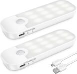 Luz Nocturna con Sensor de Movimiento, (2 Piezas) 24 LED Luz de Armario Recargable con 3 Modos, Luz Nocturna Blanca Cálida y Suave para Habitación de Niños, Dormitorio, Pasillo, Cocina, Escaleras