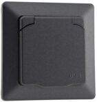 MILOS Enchufe exterior IP44 con tapa protectora 230 V para cuartos húmedos baños exteriores antracita