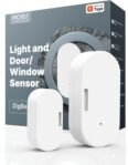 MOES Sensor inteligente de puerta y ventana, requiere puerta de enlace ZigBee Tuya, detector de luz inalámbrico para sistema de alarma del hogar, compatible con Smart Life/MOES/Tuya, 1 paquete