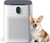 MORENTO Purificador de aire adecuado para habitaciones grandes, con sensor de calidad del aire con pantalla pm2.5, filtro de aire real de alta eficiencia, entrada de aire de doble cara, 24 dB