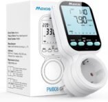 Maxcio Medidor de consumo de energía, enchufe de ahorro de energía con pantalla LCD retroiluminada, medidor de consumo eléctrico de 7 modos con protección contra sobrecarga, nuevo estilo