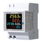 Medidor de Consumo Eléctrico Monofásico, Medidor de Energía Digital 6 en 1 Medidor Eléctrico Multifuncional Amperímetro Voltímetro Medidor de kWh Carril DIN con Pantalla LCD 40-300VAC 100A