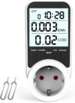 Medidor de consumo eléctrico 3680W/16A Medidor de consumo eléctrico con pantalla LCD 7 modos de monitoreo Protección contra sobrecarga para refrigerador Lavadora TV
