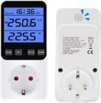 Medidor de electricidad para balcón, medidor de consumo de energía con 14 modos de monitoreo 3680 W y protección contra sobrecarga, medidor de electricidad para medir mini sistema de PVC