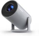 Mini Proyector Keystone Automático Portátil Gris, Proyector Inteligente 4K/ 200 ANSI con WiFi 6, BT 5.4, Pantalla de 130 Pulgadas, Giratorio de 180 Grados, Sistema Operativo