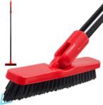 Mitclear Cepillo para fregar lechada en forma de V con mango largo (52 pulgadas), limpiador de azulejos con cerdas duras, cepillo de limpieza de pisos para azulejos, baño, ducha cónica (rojo)