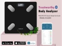 NUTRI FIT Báscula Inteligente para Monitor de Composición Corporal, Báscula de Baño Digital con IMC, Grasa Corporal, Masa Muscular, Lecturas LCD Grandes, 150kg, Negro