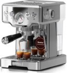 Neretva Cafetera, Cafetera Espresso Profesional con Manómetro Visible 1450W Tanque de Acero Inoxidable 1.8L y Cafetera Doméstica Vaporizador 15 Bar – Espresso/Latte/Cappuccino/Machiato