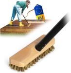 Novaliv Cepillo de madera con cerdas roscadas y mango roscado, cepillo para fregar suelos de cuatro piezas para balcón, terraza, jardín, interior y exterior