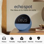 Nuevo Amazon Echo Spot (modelo 2024) | Reloj despertador inteligente con sonido de calidad y Alexa | Azul