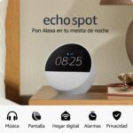 Nuevo Amazon Echo Spot (modelo 2024) | Reloj despertador inteligente con sonido de calidad y Alexa | Blanco