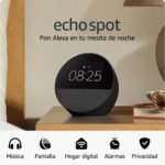Nuevo Amazon Echo Spot (modelo 2024) | Reloj despertador inteligente con sonido de calidad y Alexa | Negro
